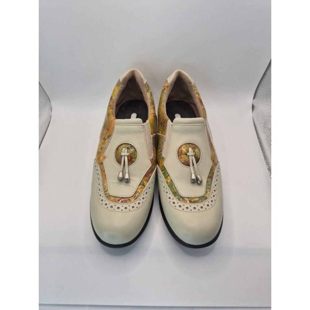 Sandbaggers Madison II Women's Golf Shoes Size 8 Beige Floral Wingtip Slip On
